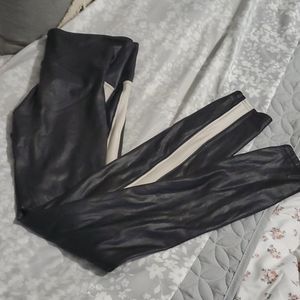 Black faux leather SPANX leggings